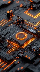 Fototapeta premium Complex technological design showcasing luminous circuitry within a sophisticated system