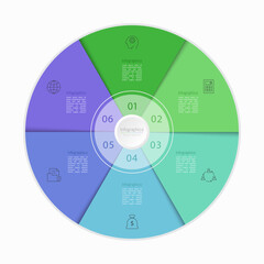 Infographic 6 options design elements for your business data. Vector Illustration.