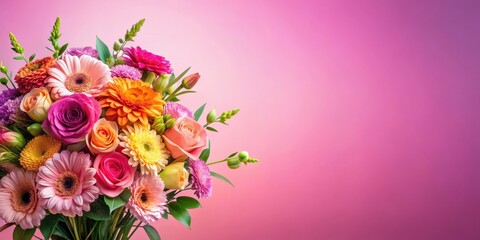 Naklejka premium Vibrant floral arrangement against a soft pink gradient