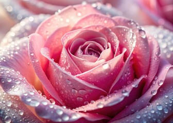 Delicate pink rose petals with water droplets glistening on their surface