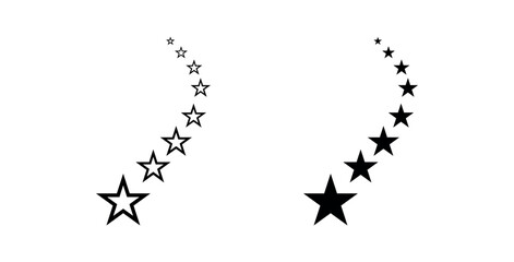 Shooting star icon. falling star icon. star trail icon. star firework symbol png and vector illustration on transparent background