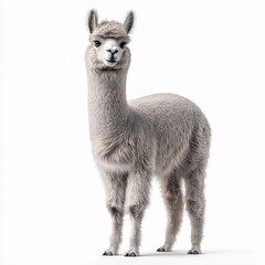 Adorable Grey Alpaca Portrait. Cute and Fluffy Livestock Friend at Rustic Farm
