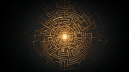 Abstract gold maze on dark background - excellent for creative presentations