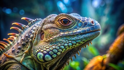 Fototapeta premium Aquatic Iguana Head Closeup in Water