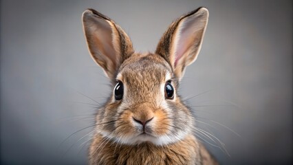 Fototapeta premium An adorable bunny with big brown eyes looking directly at the camera with a curious expression