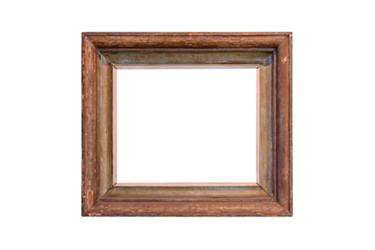 Old vintage wooden picture frame with scratches
