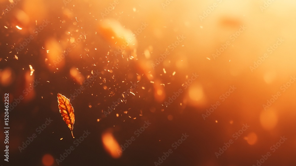 Poster abstract autumn background with falling leaves and bokeh.