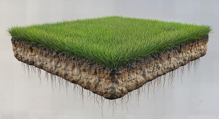 a close-up of a piece of land with grass growing on it