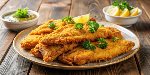 Southern Fried Catfish Fillets with Golden Crust on a Plate