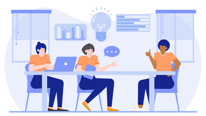 Three individuals conducting a business meeting. Suitable for presentations, articles, and marketing materials related to teamwork and collaboration.