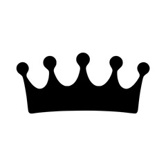 Minimal black crown silhouette icon with five rounded points on a white background.	