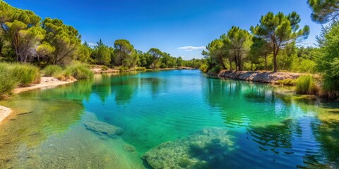 Serene Waters Lagoon Surrounded Lush