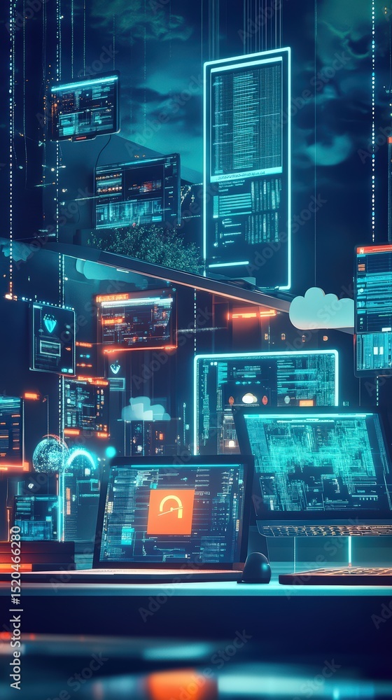 Poster cybernetic interface: illuminated displays of digital infrastructure network architecture