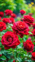 Vibrant red roses in a garden