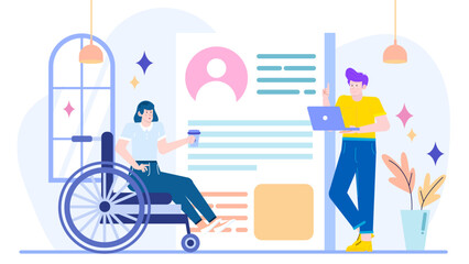 Two people chatting by a window and plant. Perfect for social media, blog posts, communications materials, or lifestyle articles.