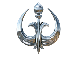 Elegant sikh khanda emblem with striking metallic texture on black background