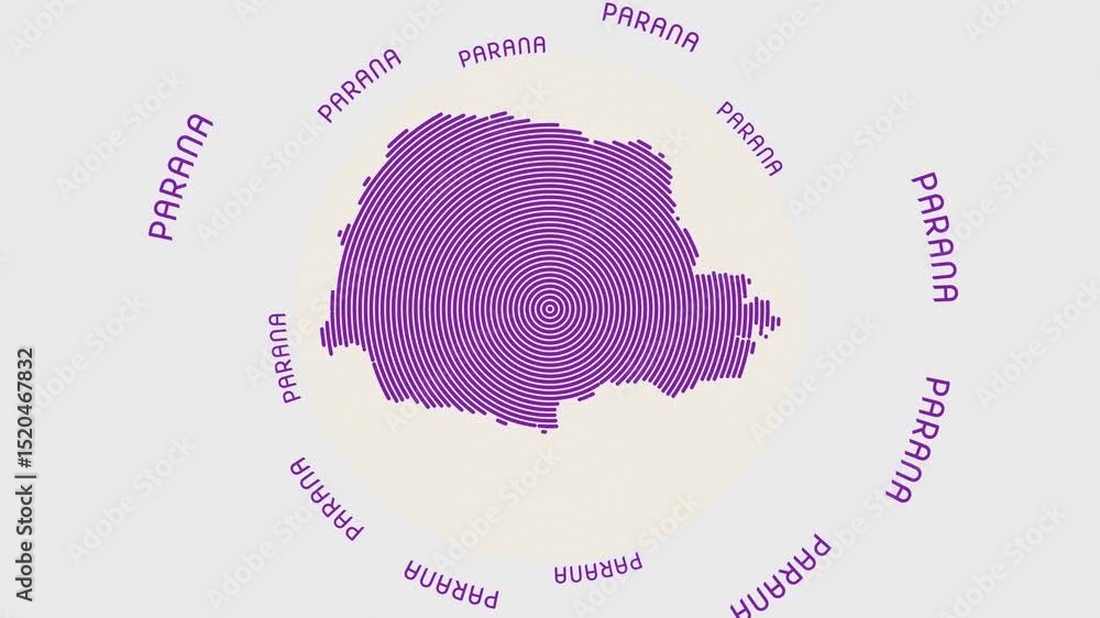 Poster parana shape with dynamic circles visual effect. animation of parana logo appearing from rotating ri