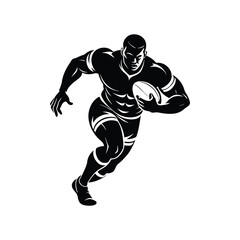 Naklejka premium silhouette vector illustration of a rugby player running with the ball isolated on white background
