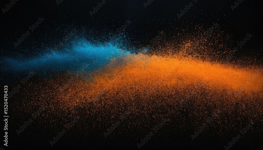 Poster grainy blue orange black background abstract color gradient wave shape noise texture poster header b