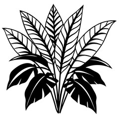 Simple Tropical Leaf Set – Vector on White