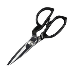 Professional Black Kitchen Shears with Sharp Blades Isolated on Green Transparent background