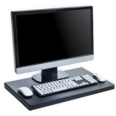 Fototapeta premium Modern computer setup with keyboard and mouse isolated on transparent background