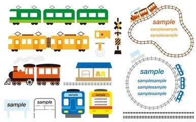 電車のシンプルイラストデザインフレーム素材セット © KAZUOMI