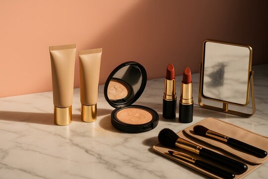 Luxury Makeup Display for Cosmetic Branding and Retail Content