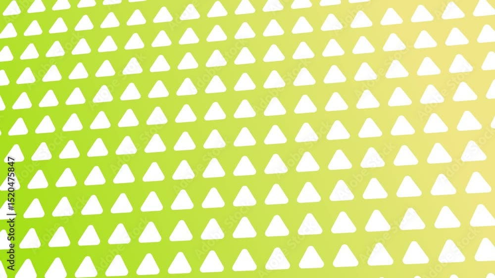 Poster pattern of white triangles ascending on a gradient green and yellow background