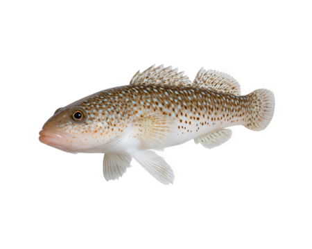 Aundog fish isolated on transparency background, showcasing its unique features and textures. This fish exhibits blend of colors and patterns, making it visually appealing and interesting