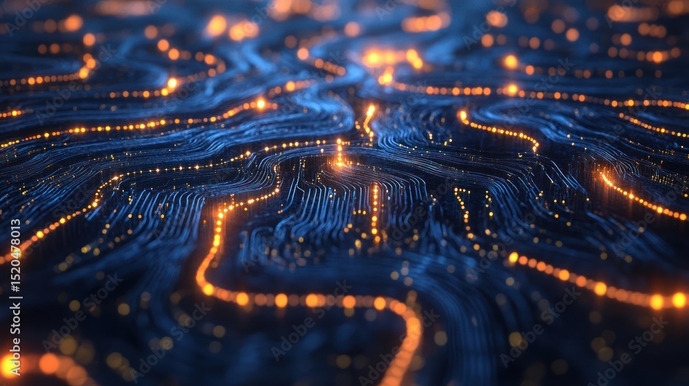Poster abstract digital network pattern, glowing lines. possible use technology background