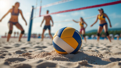 Beach Volleyball Scene with Shallow Depth of Field