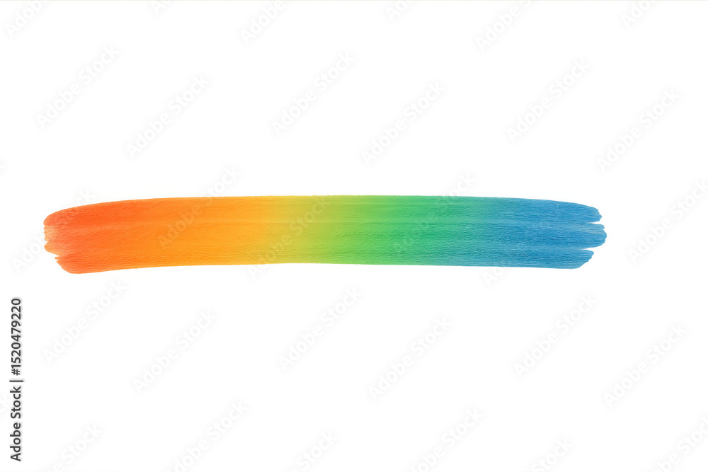 Poster horizontal rainbow brush stroke with gradient colors on a transparent background, perfect for adding