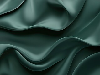 Fototapeta premium Abstract dark green silk satin fabric texture background, flat lay top view with copy space concept, 3D rendering for luxury design decoration, graphic art elements, or digital project surfaces.