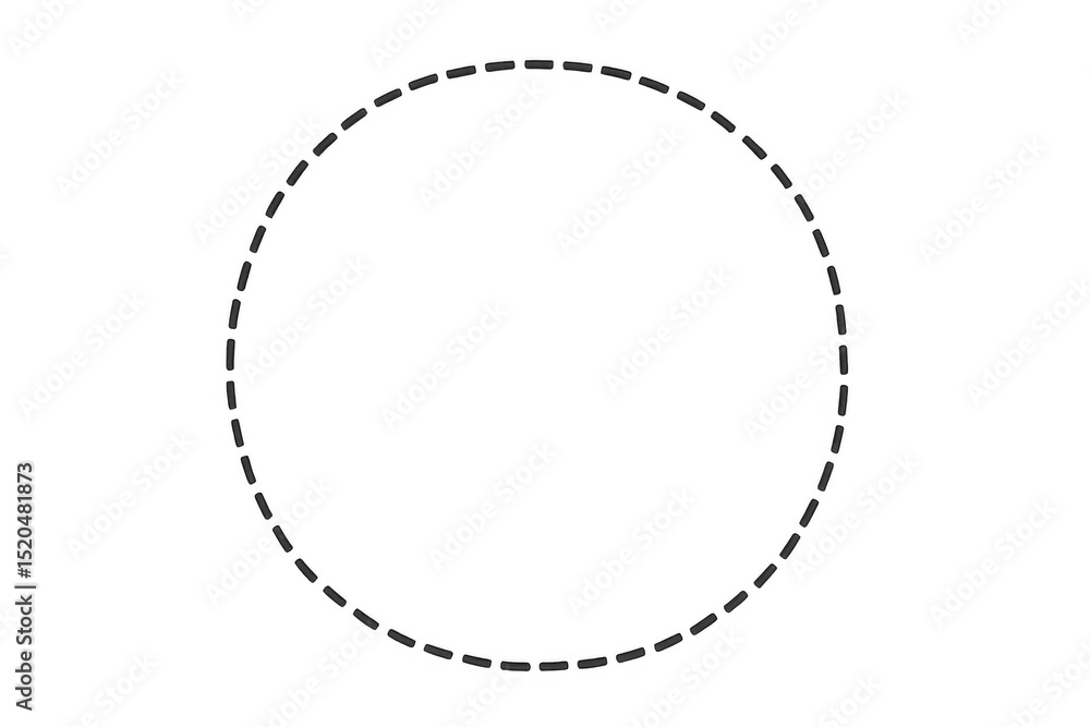 Poster dashed circle symbolizing connection, continuity, and cycle on a transparent background, ideal for v