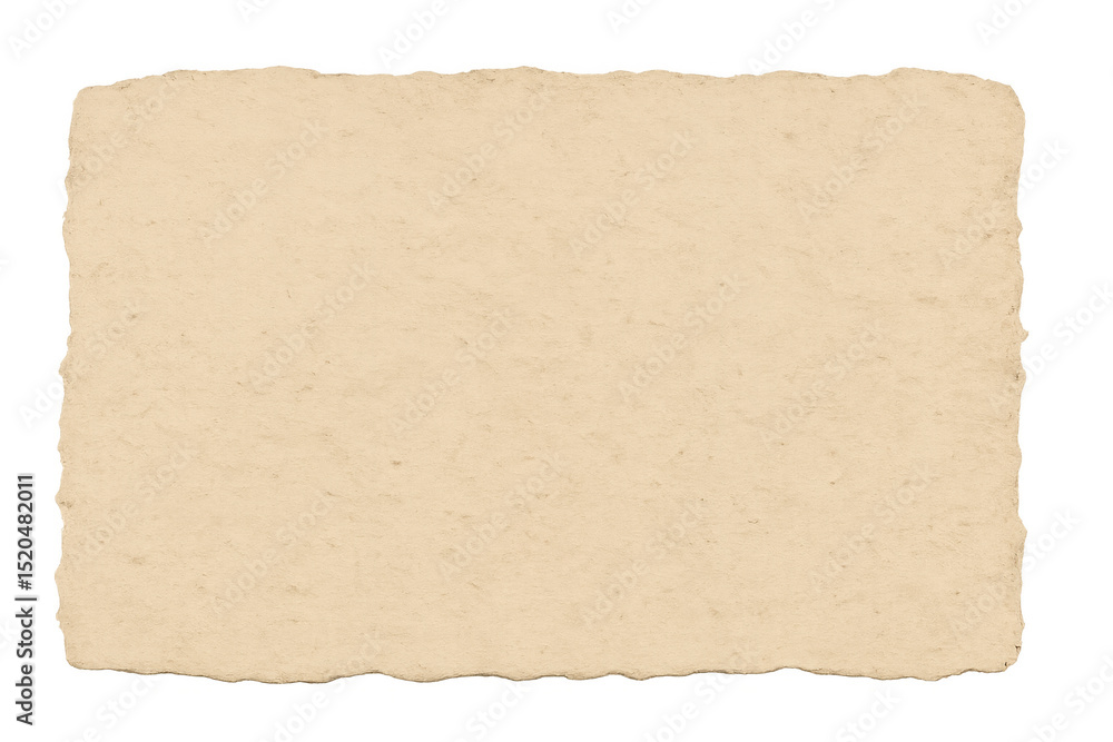 Poster rectangular sheet of old, blank, ripped paper with transparent background, ideal for adding text or 