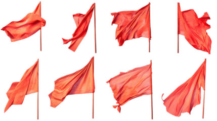 Set of red flags on white background 