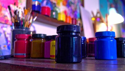 The close-up showcases the beauty of art tools.  
