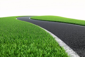 Scenic Curved Road Through Lush Greenery. Discover Tranquil Nature on This Picturesque Highway Journey