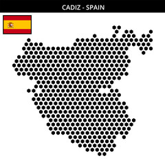 Fototapeta premium Big hexagonal dotted map of cadiz in Spain