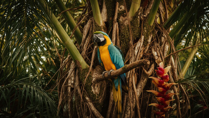 Vibrant Macaw in Lush Jungle