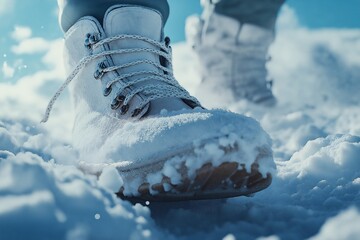 Winter Hiking Adventure. Exploring Snowy Landscapes with Stylish and Functional Snow Boots