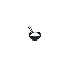 Rice bowl logo icon flat vector design