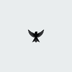 Bird with wings logo icon flat vector design