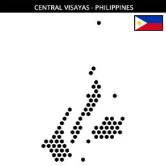 Big hexagonal dotted map of central-visayas in Philippines