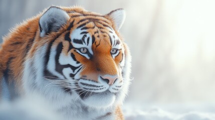 Naklejka premium Tiger in winter forest, majestic gaze
