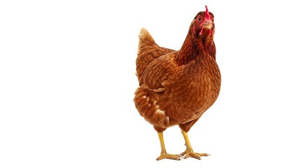 Fototapeta premium Brown Hen, Farm Animal, Poultry, Isolated on White