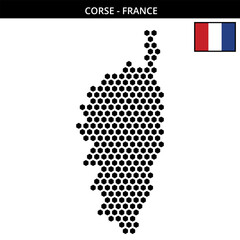 Big hexagonal dotted map of Corse in France