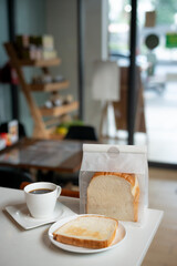 Coffee and bread toast a perfect breakfast scene.