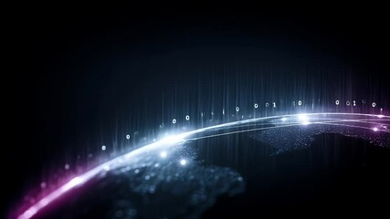 Abstract digital representation of a global network with glowing connections and data flow - Powered by Adobe